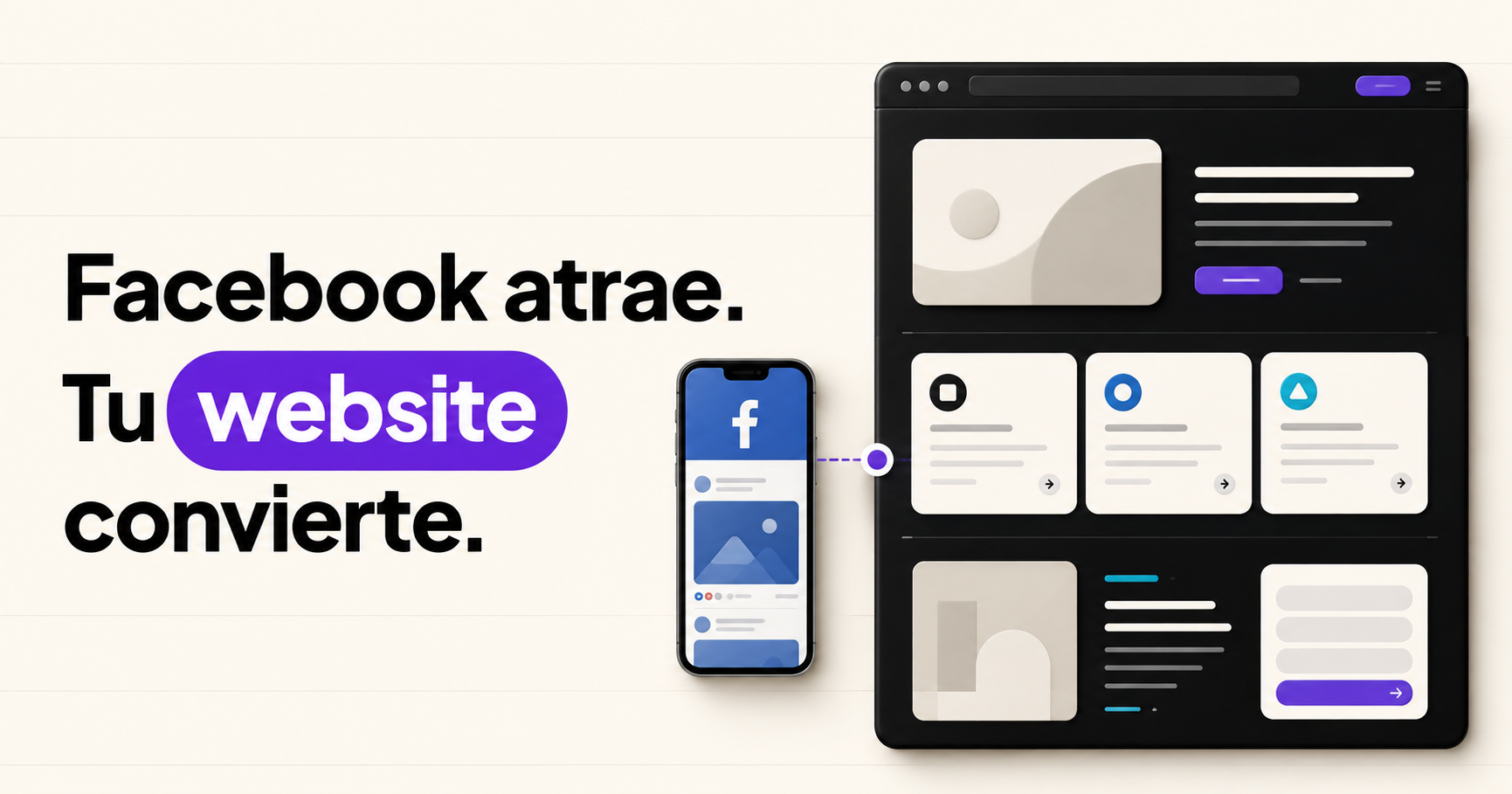 Facebook dirige visitantes hacia el website de un pequeño negocio.